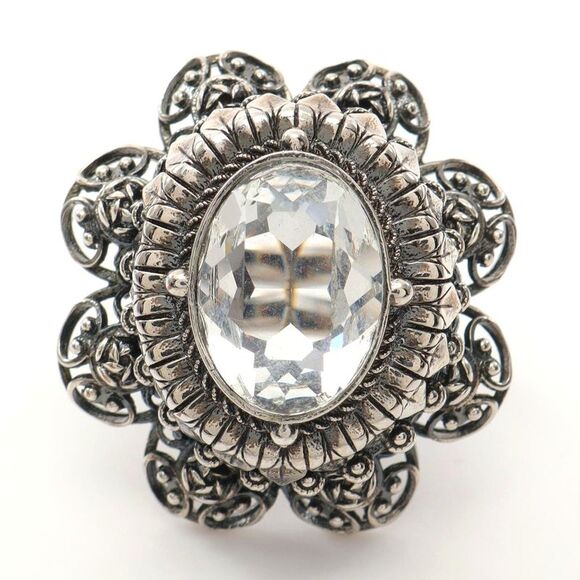 Alexander McQueen Stainless Steel Crystal Ring - Picture 1 of 6